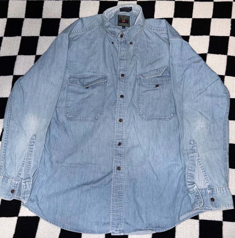 Vintage Chaps Ralph Lauren Denim Button Down Shirt Size Large